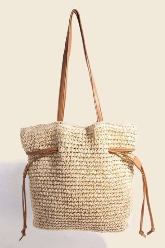 Hand-braided Leather Strap Tote Bag with durable faux leather straps and spacious interior for everyday use.