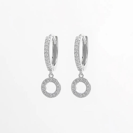 Elegant 925 sterling silver hoop dangle earrings with sparkling details for a chic look