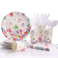 Gudvilla Valentines Plates and Napkins-168PCS Heart Plates Disposable Dinnerware Sets Valentines Party Supplies Serve 24Valentines Day Decorations for Party Birthday Wedding-Valentines Day Plates