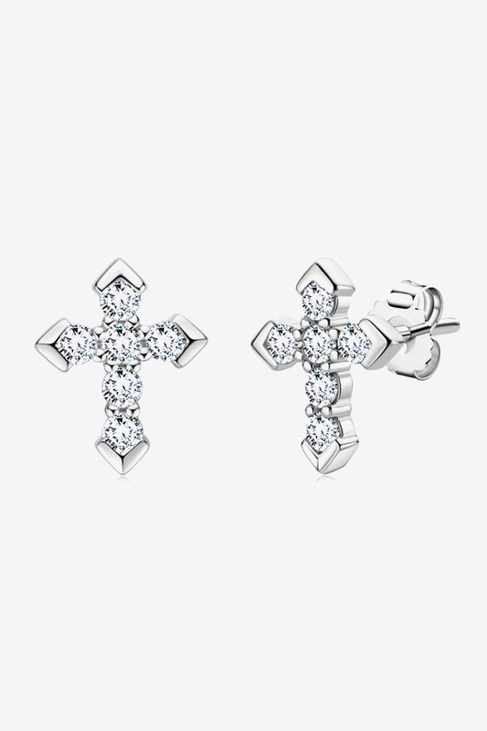 Trendsi Moissanite cross stud earrings featuring a sparkling cross design for elegant style